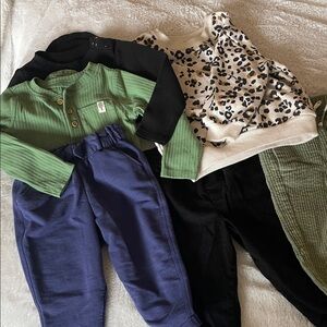 Stylish Kids Clothing Set - Green, Black, Blue, Leopard Print